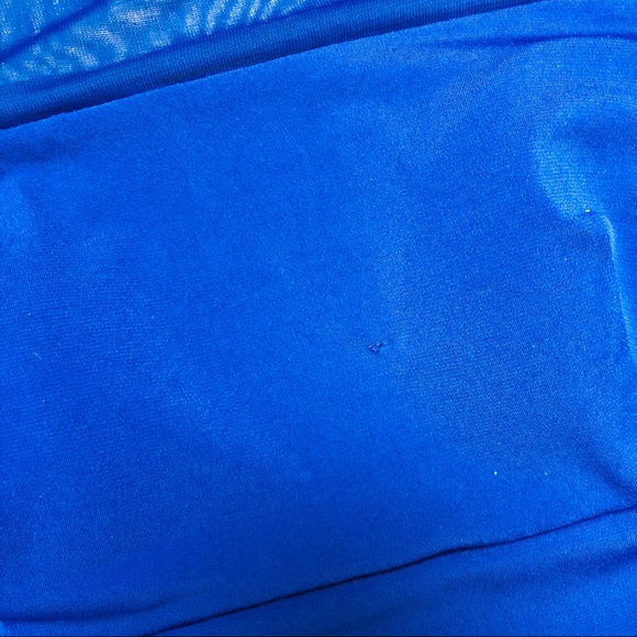 Valerie Bertinelli Blue Sleeveless Layered Stretch Sheath cocktail mesh Dress 6 - Picture 2 of 10